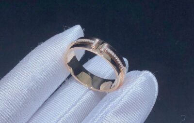 Реплика Узкое кольцо с бриллиантами из розового золота из Китая