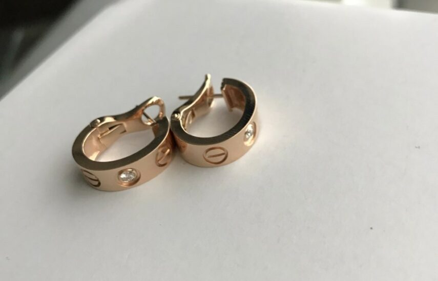 Реплика LOVE hoop earrings, classic model, 2 diamonds из Китая