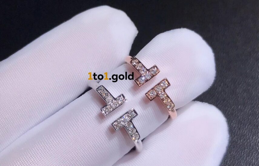 Реплика Tiffany T Diamond Wire ring rose/yellow gold из Китая