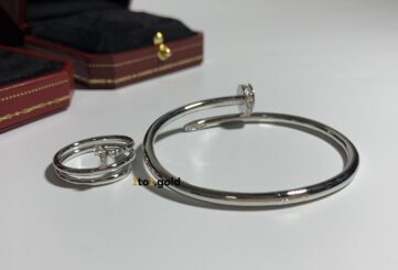 Реплика Браслет и кольцо Cartier « Juste Un Clou» из белого золота с бриллиантами на конце из Китая