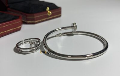 Реплика Браслет и кольцо Cartier « Juste Un Clou» из белого золота с бриллиантами на конце из Китая