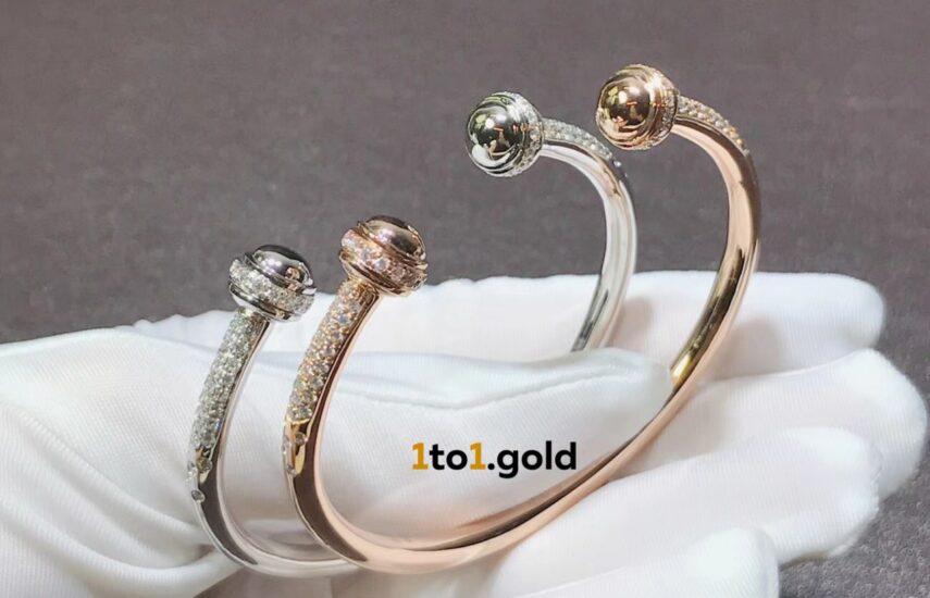 Реплика Possession Rose/White Gold diamond Open Bangle Bracelet из Китая