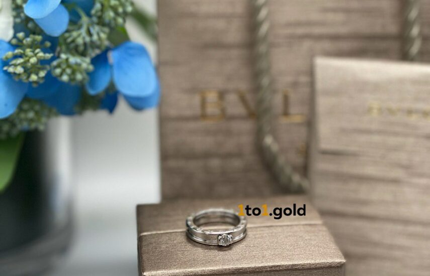 Реплика Кольцо Bvlgari из белого золота с бриллиантом из Китая