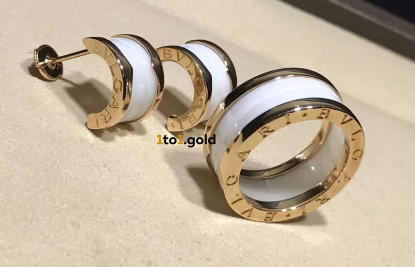 Реплика B.Zero1 earrings Rose Gold Ceramic White из Китая