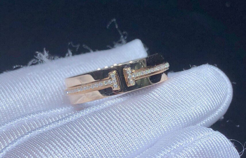 Реплика Узкое кольцо с бриллиантами из розового золота из Китая