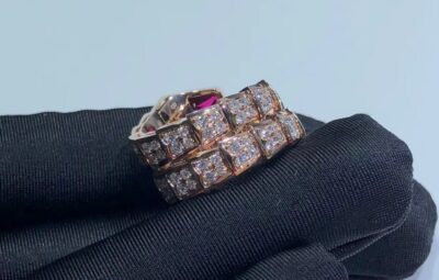 Реплика Bvlgari Serpenti Viper Ring Rose Gold Red из Китая