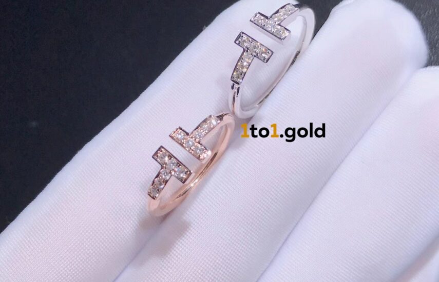 Реплика Tiffany T Diamond Wire ring rose/yellow gold из Китая
