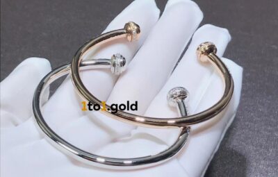 Реплика Possession Rose/White Gold diamond Open Bangle Bracelet из Китая