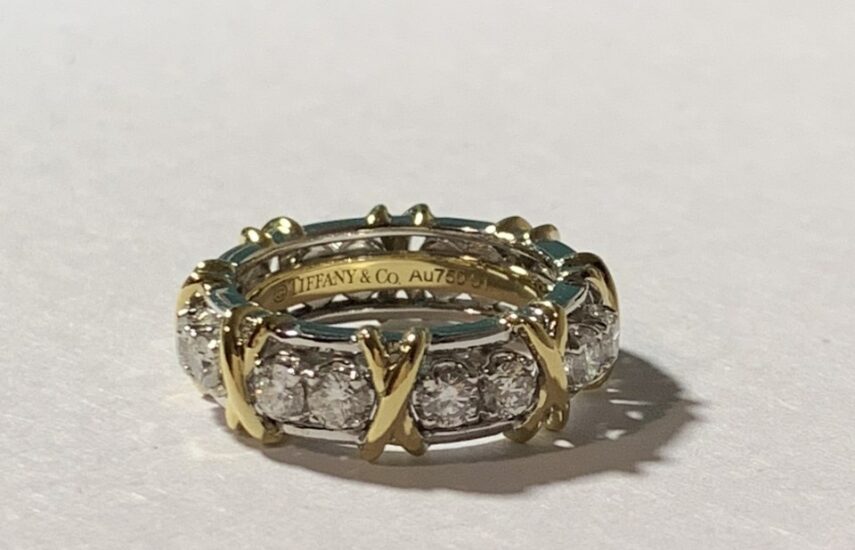 Реплика Кольцо из желтого золота и платины с бриллиантами из Китая