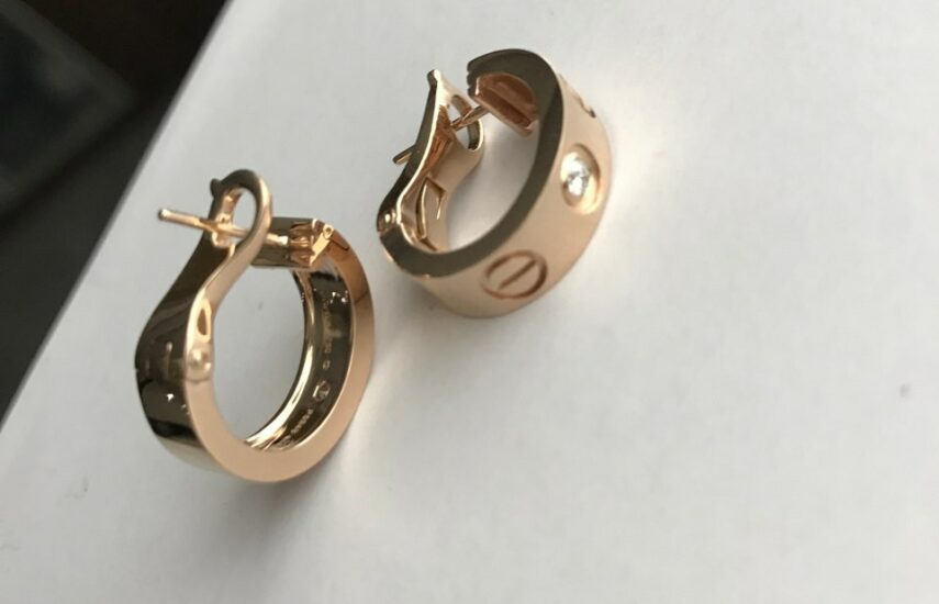 Реплика LOVE hoop earrings, classic model, 2 diamonds из Китая