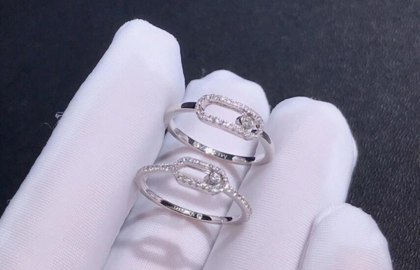 Реплика Кольца MESSIKA коллекции «Move Uno Pavé» из белого золота из Китая