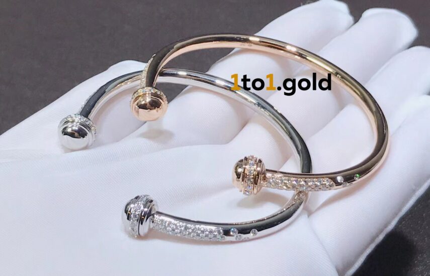 Реплика Possession Rose/White Gold diamond Open Bangle Bracelet из Китая