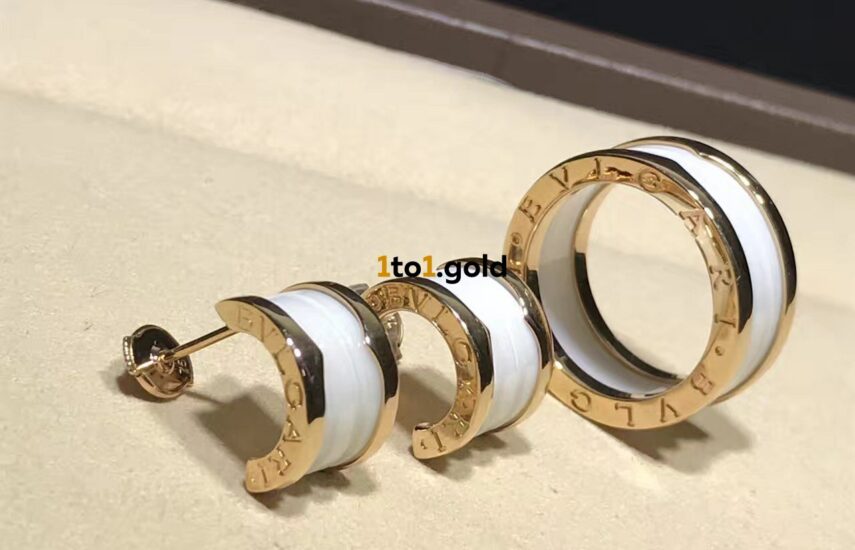 Реплика B.Zero1 earrings Rose Gold Ceramic White из Китая