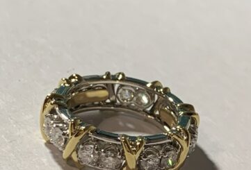 Реплика Кольцо из желтого золота и платины с бриллиантами из Китая