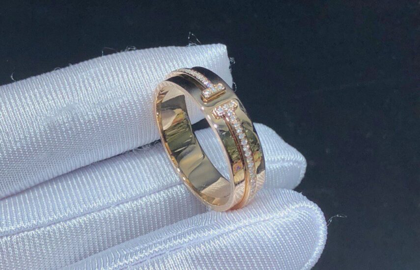 Реплика Узкое кольцо с бриллиантами из розового золота из Китая