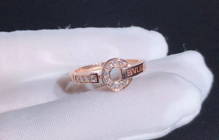Реплика Кольцо Bvlgari Bvlgari, розовое золото 18 карат, бриллиантовое паве из Китая