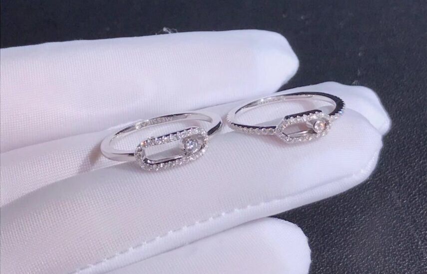 Реплика Кольца MESSIKA коллекции «Move Uno Pavé» из белого золота из Китая