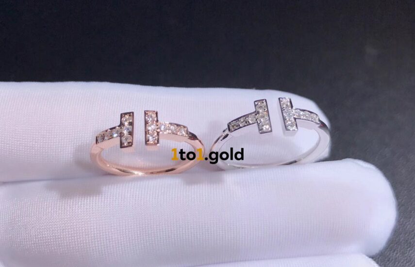 Реплика Tiffany T Diamond Wire ring rose/yellow gold из Китая