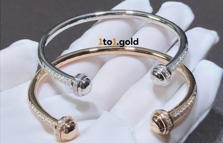 Реплика Possession Rose/White Gold diamond Open Bangle Bracelet из Китая