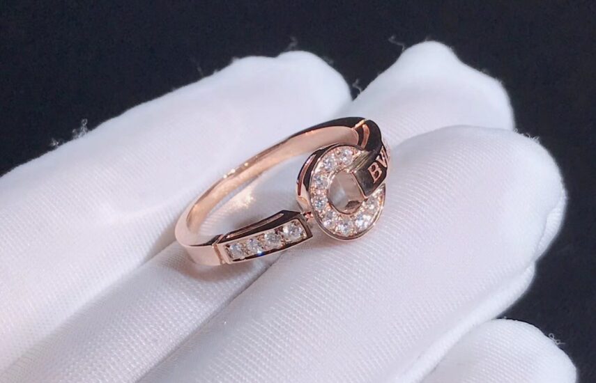 Реплика Кольцо Bvlgari Bvlgari, розовое золото 18 карат, бриллиантовое паве из Китая