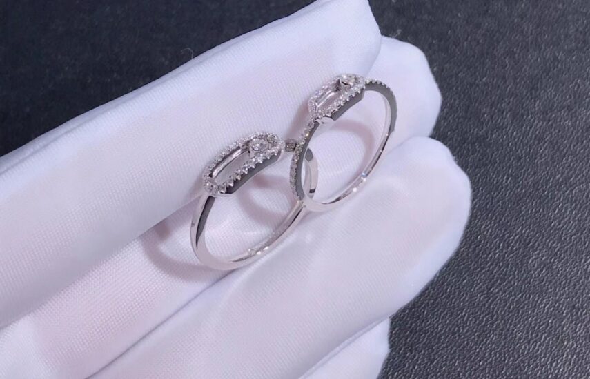 Реплика Кольца MESSIKA коллекции «Move Uno Pavé» из белого золота из Китая