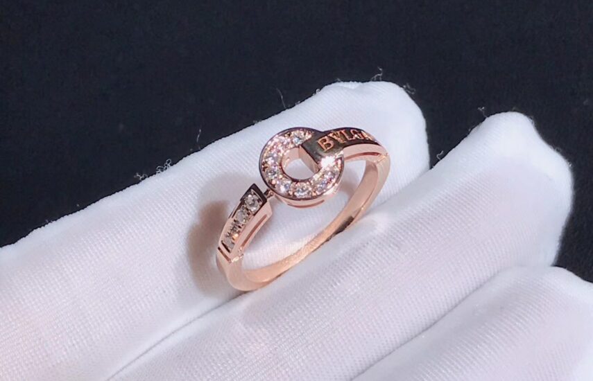 Реплика Кольцо Bvlgari Bvlgari, розовое золото 18 карат, бриллиантовое паве из Китая